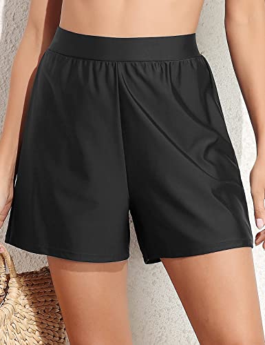 Septangle Bottoms for Women Quick-Dry Stretch Gym Shorts UPF 50+ Plus Size Boyshorts with Liner, US 18, Black - Image 3