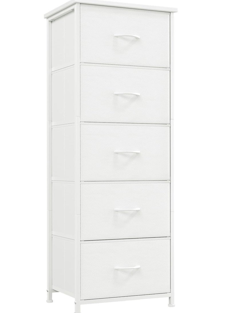 ACPLAY Tall 5-Drawer Fabric Dresser – Space-Saving Storage Tower with Wood Top & Sturdy Steel Frame – Lightweight Organizer for Bedroom, Closet, Hallway or Entryway - Image 1