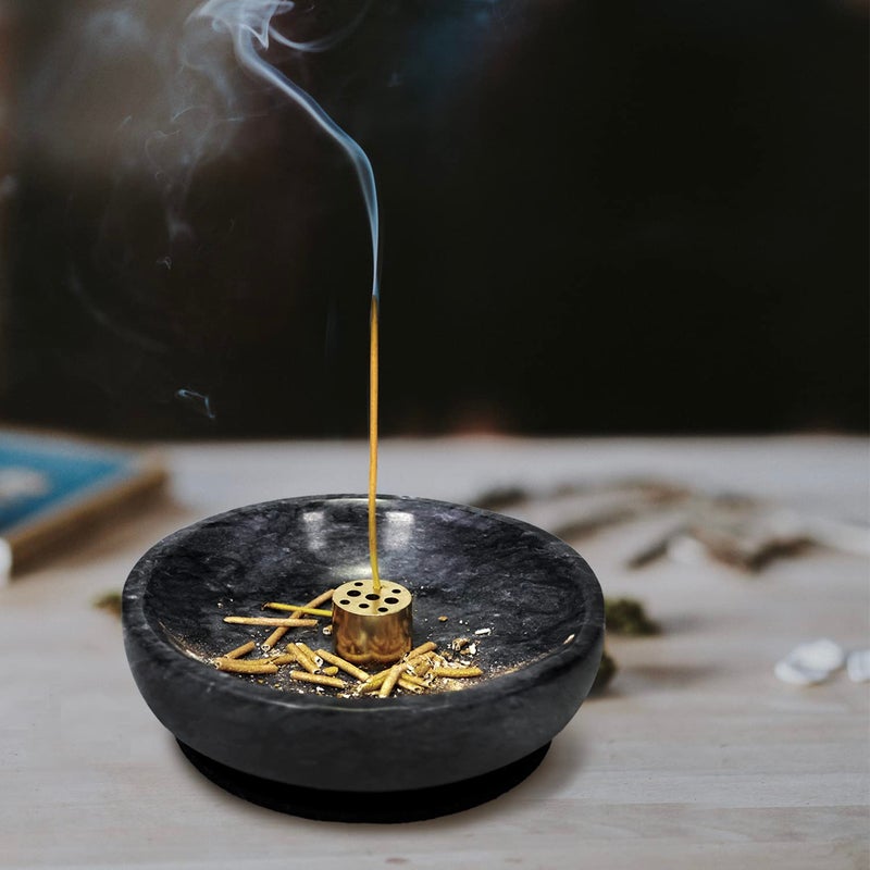 Vrupin Natural Marble Incense Burner, Handmade Incense Stick Incense Burner Reflux Burner, Ideal for use in Meditation, Incense Smokers and Decoration. (Black) - Image 5