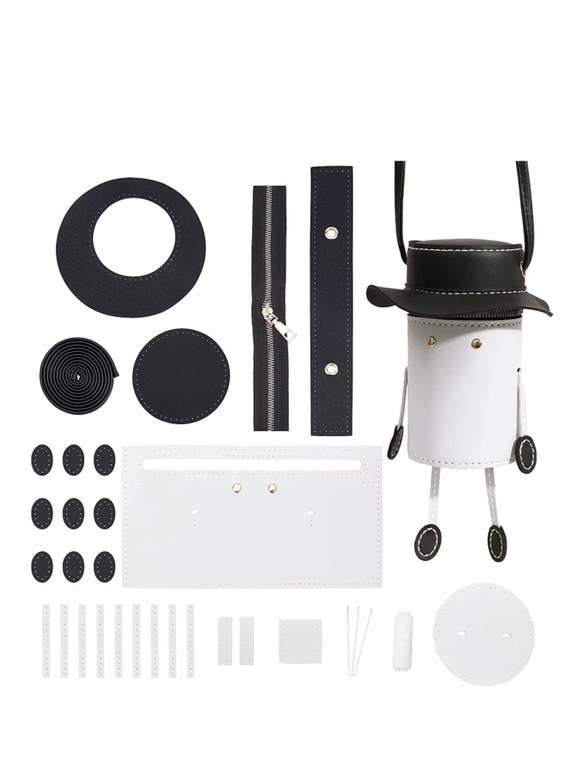Excefore PU Leather Bag DIY Making Kits, Mr. Hat - Tote Pencil Case, Zipper Storage  - Image 1