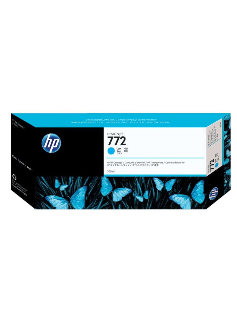HP 772 300-ml Cyan DesignJet Ink Cartridge Cyan