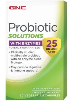 Probiotic Solutions With Enzymes With 25 Billion Cfus, 30 Capsules, Daily Probiotic Support