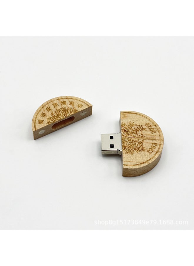 Generic Wooden School Badge U Disk School Company Creative Gifts Office Meeting Business Gifts Large Capacity USB 32g-Color:Maple Single U Disk-Capacity:8GB  - Image 1