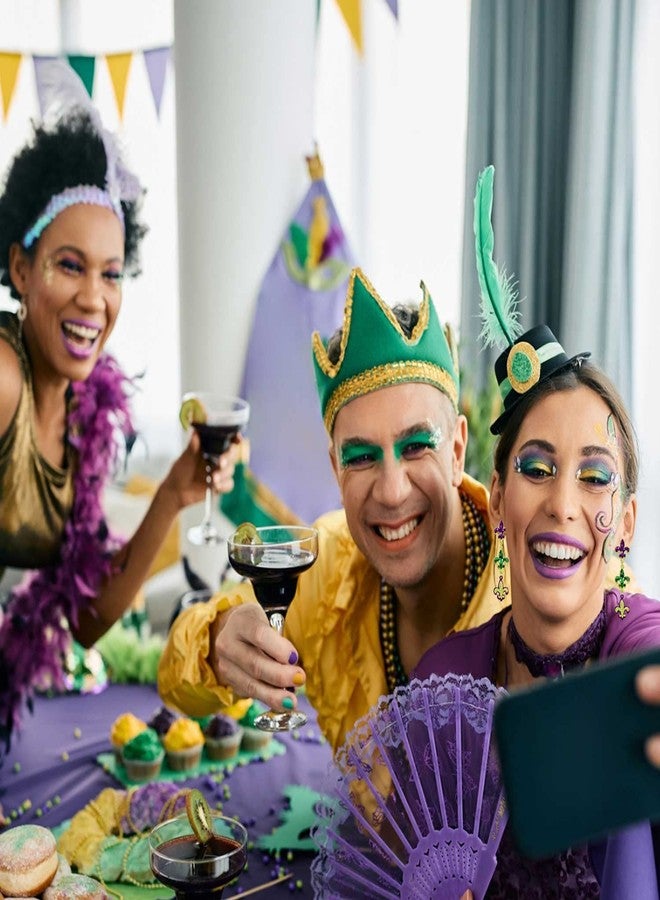 أقراط ماردي غرا مرصعة بالترتر على شكل زهرة الزنبق، أقراط على شكل تاج وقناع للنساء، أقراط حروف ماردي غرا، أقراط كرنفالية لاحتفالات الثلاثاء البدين، هدايا وإكسسوارات موكب ماردي غرا، مصنوعة من الزنك والكريستال. - Image 2