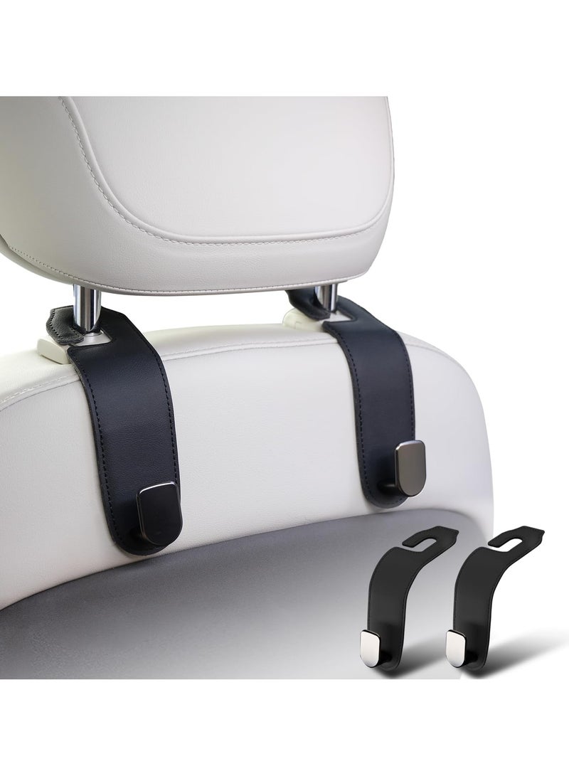 Chabeia 2pcs Black,Single Hook ,Leather Car Back Seat Organizer Hooks, Headrest Hooks ,Car Hand Bag Hooks, Toy Organizer Hooks,Car Seat Back Storage Hook, Car Purse Hook, Car Seat Hooks for Headrest  - Image 1