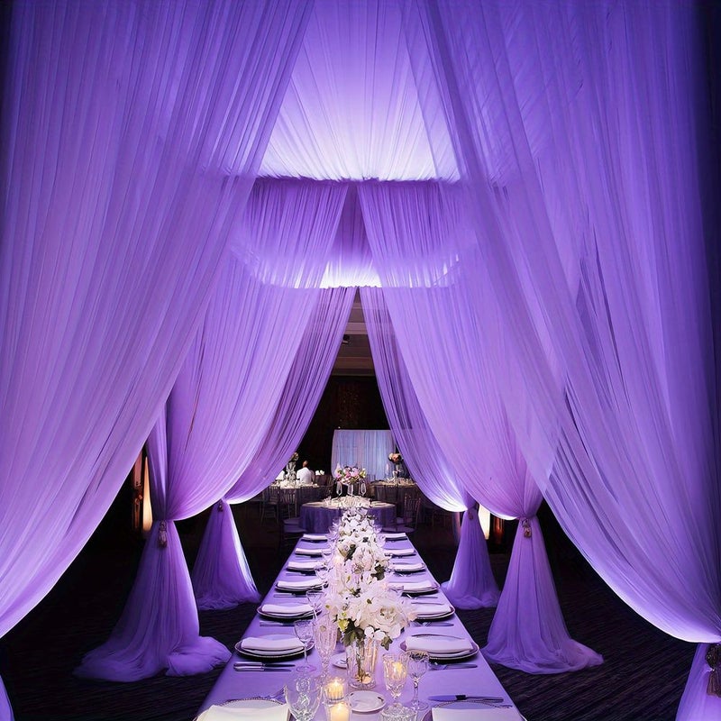 294.5Ft Purple Tulle Roll For Wedding Arch Stair Aisle Decoration - Image 1