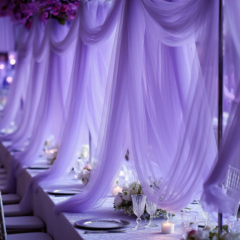294.5Ft Purple Tulle Roll For Wedding Arch Stair Aisle Decoration - Image 2