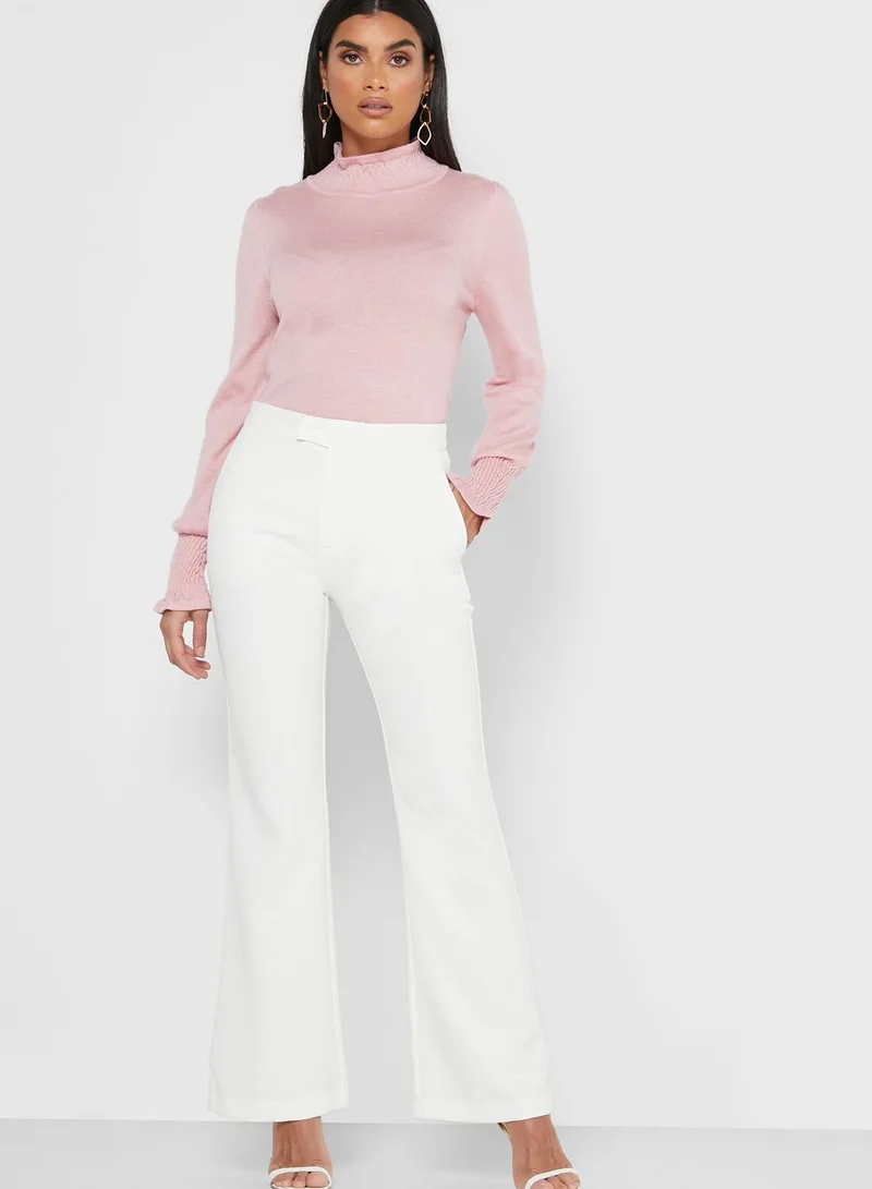 Khizana Ruffle Trim High Neck Sweater
