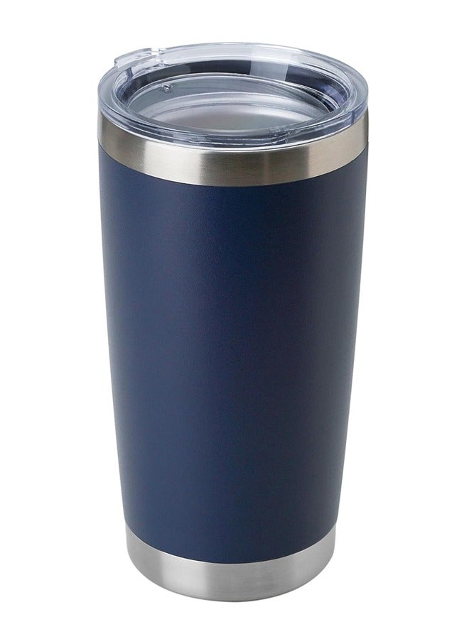 20oz Tumbler Bulk Stainless Steel Vacuum Insulated Tumblers with Lid Double Wall Travel Mug Durable Powder Coated Coffee Cup, Suitable for Ice Drinks and Hot Beverage (Dark blue， 1pack)  - Image 1