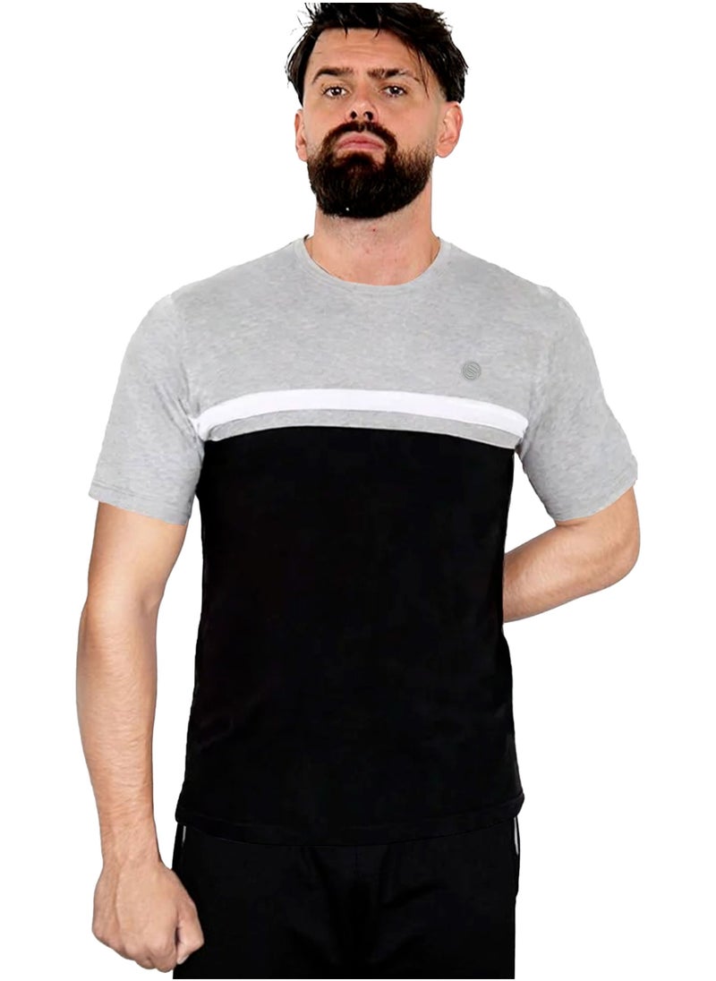 Selecta Now Mens T Shirt 100% Combed Cotton Contrast Panelled Soft Comfortable Grey T Shirt Top & Tees For Mens  - Image 1