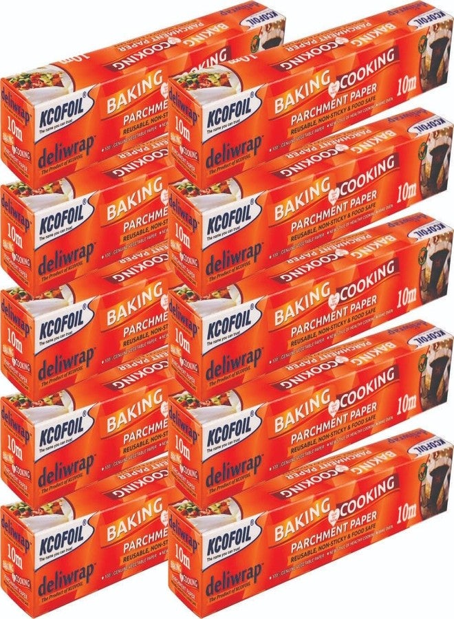 Kcofoil Deliwrap| Baking and Cooking| Oil Proof|Parchment Paper|Butter Paper Roll - 10m,Pack of 10, - Image 1