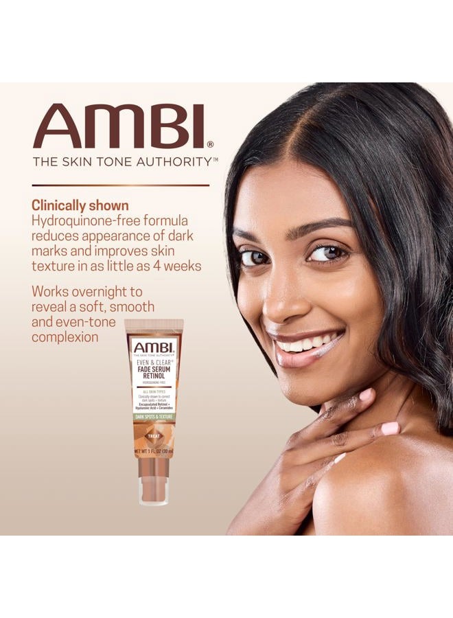 ambi Even & Clear Fade Serum, Hyperpigmentation Treatment, Hydroquinone-free, Dark Spot Corrector, Results In As Little As 4 Weeks, Retinol, Hyaluronic Acid, Niacinamide, Ceramides, 1 Fl Oz - Image 3