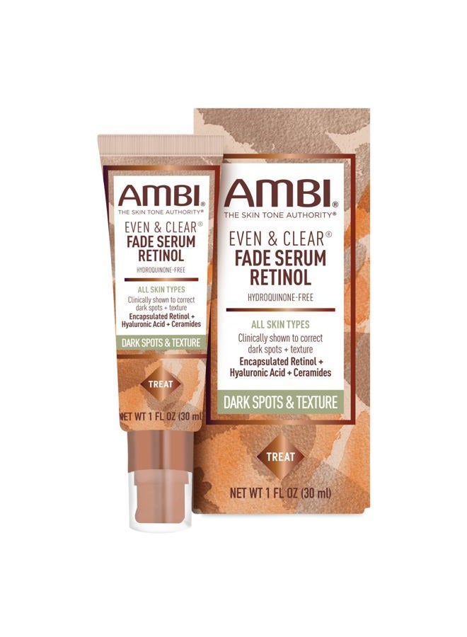 ambi Even & Clear Fade Serum, Hyperpigmentation Treatment, Hydroquinone-free, Dark Spot Corrector, Results In As Little As 4 Weeks, Retinol, Hyaluronic Acid, Niacinamide, Ceramides, 1 Fl Oz - Image 1