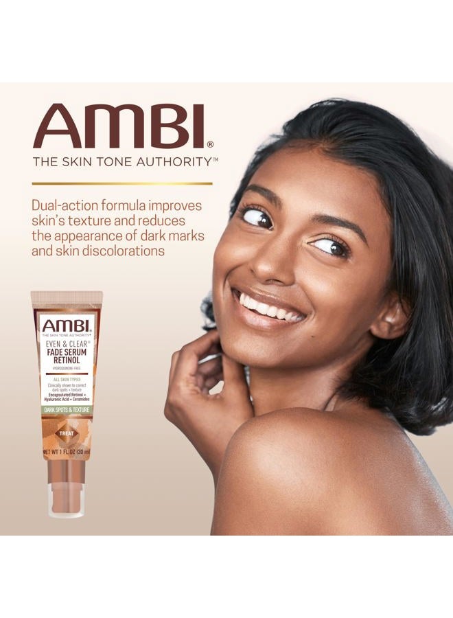 ambi Even & Clear Fade Serum, Hyperpigmentation Treatment, Hydroquinone-free, Dark Spot Corrector, Results In As Little As 4 Weeks, Retinol, Hyaluronic Acid, Niacinamide, Ceramides, 1 Fl Oz - Image 2