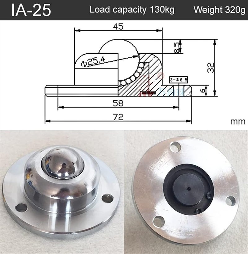 Heavy Duty Precision Universal Ball Bearing Casters Wheel 25mm Round 3 Holes Transmission System Furniture Wheel Color Ia 25 - Image 3