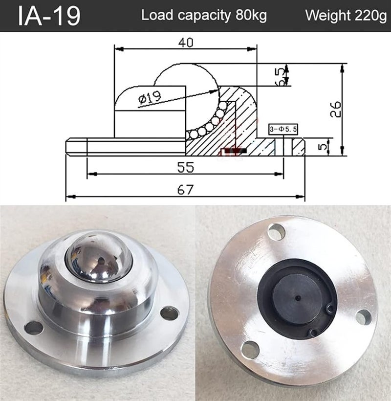 Heavy Duty Precision Universal Ball Bearing Casters Wheel 25mm Round 3 Holes Transmission System Furniture Wheel Color Ia 25 - Image 4