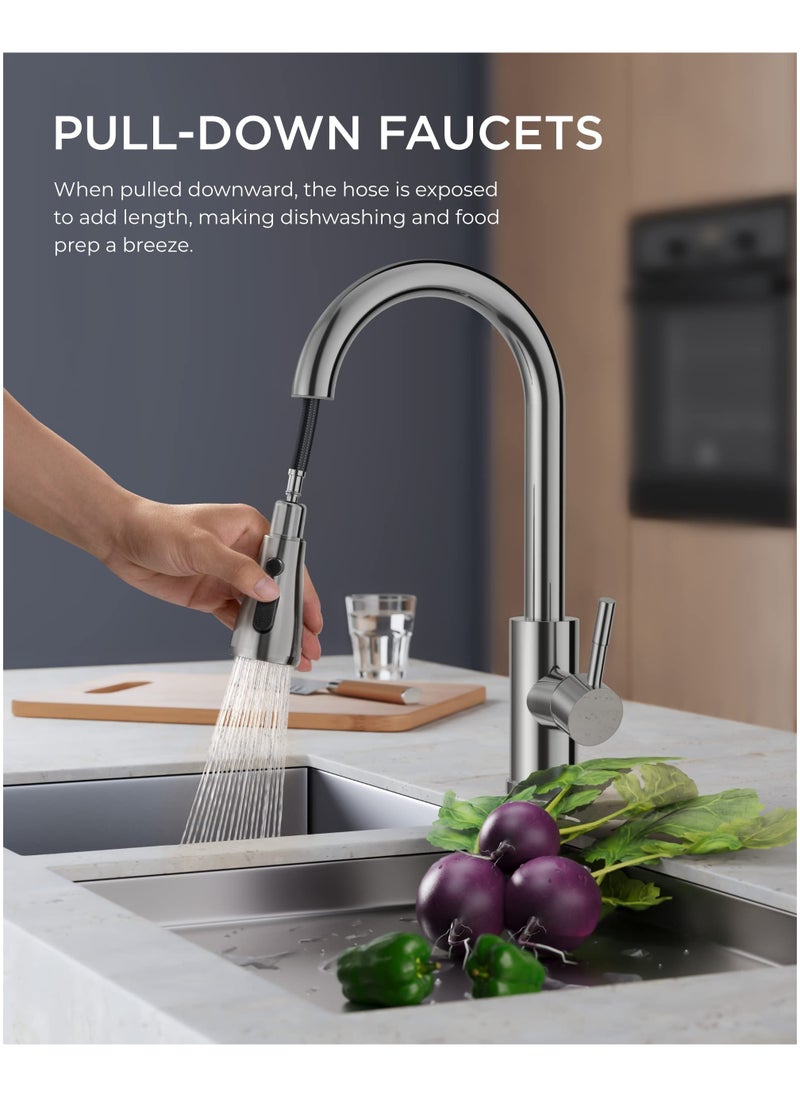 ASIV Kitchen Faucets with Pull down Sprayer Single Handle Kitchen Faucet 360° Stainless Kitchen Sprayer with 2 Spraying Modes  - Image 2