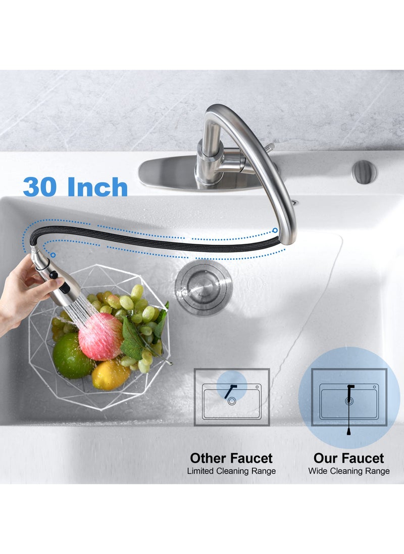 ASIV Kitchen Faucets with Pull down Sprayer Single Handle Kitchen Faucet 360° Stainless Kitchen Sprayer with 2 Spraying Modes  - Image 3