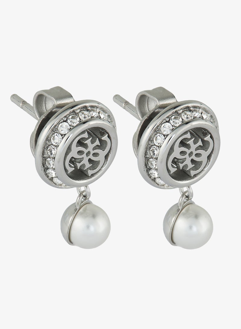 GUESS Tiny Pearly Logo Earrings - Image 1
