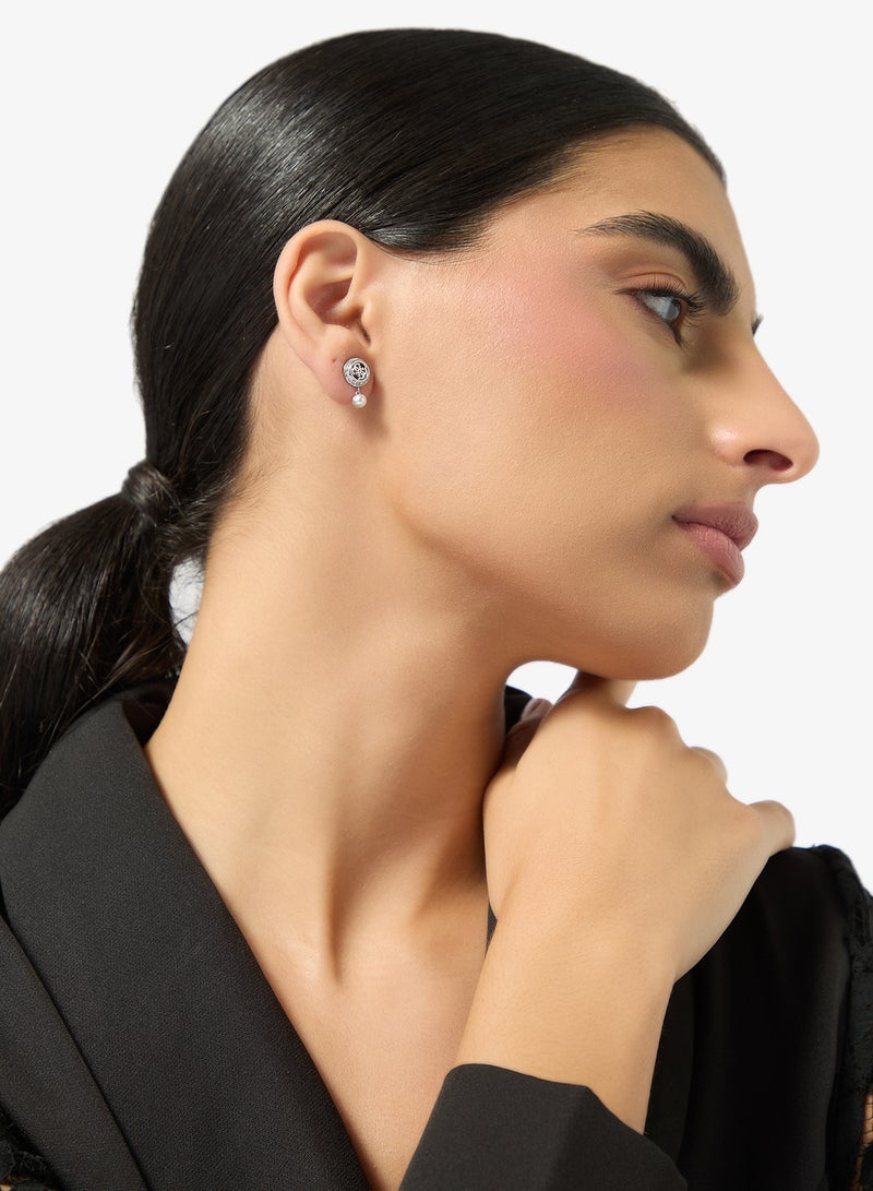GUESS Tiny Pearly Logo Earrings - Image 4