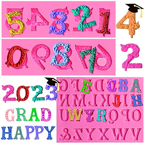 AIMEIKI Silicone Fondant Molds, AIMEIKI 3 Pack 3D Silicone Number 0-9 Alphabet A-Z Embossed Fondant Chocolate Baking Molds for Decorating Birthday Cake Candy Chocolate DIY Craft Projects - Image 4