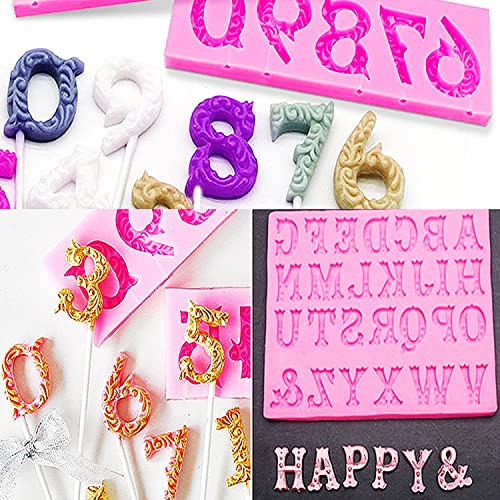AIMEIKI Silicone Fondant Molds, AIMEIKI 3 Pack 3D Silicone Number 0-9 Alphabet A-Z Embossed Fondant Chocolate Baking Molds for Decorating Birthday Cake Candy Chocolate DIY Craft Projects - Image 5