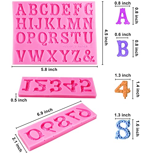 AIMEIKI Silicone Fondant Molds, AIMEIKI 3 Pack 3D Silicone Number 0-9 Alphabet A-Z Embossed Fondant Chocolate Baking Molds for Decorating Birthday Cake Candy Chocolate DIY Craft Projects - Image 2
