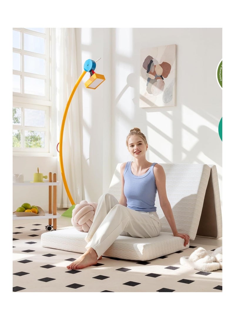 Comfy مرتبة محمولة مريحة من الساتان الأبيض مقاس 180 × 90 × 10 سم للاستخدام اليومي مصنوعة من الإسفنج الناعم - Image 2