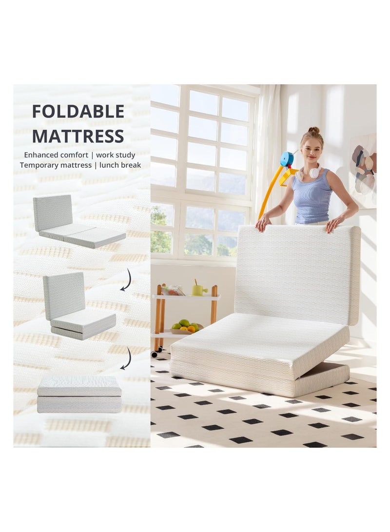 Comfy مرتبة محمولة مريحة من الساتان الأبيض مقاس 180 × 90 × 10 سم للاستخدام اليومي مصنوعة من الإسفنج الناعم - Image 4