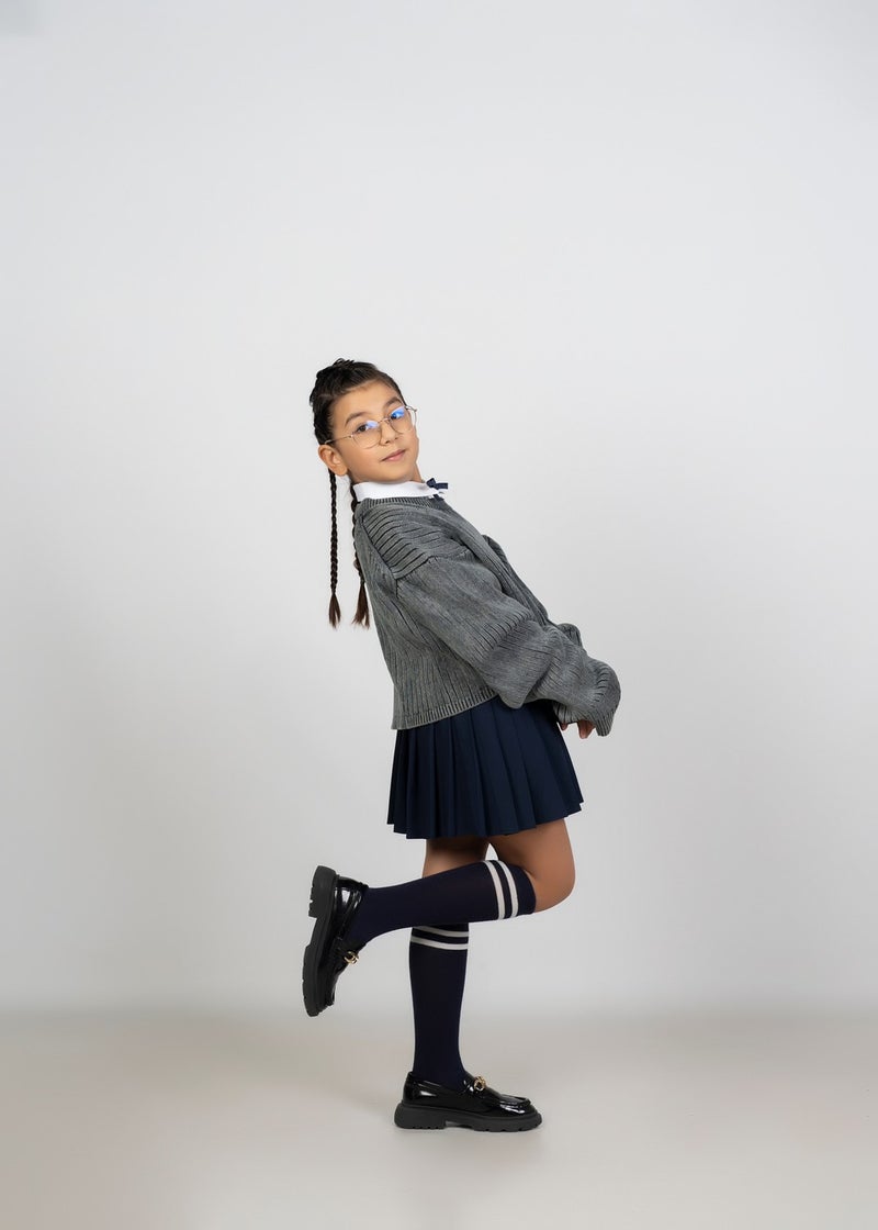 Belkızın Atölyesi Belkız's Workshop Mini Pleated Navy Blue Skirt  - Image 2