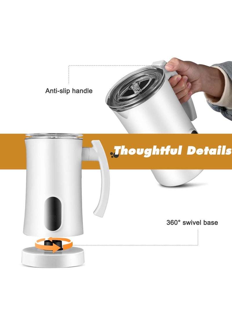 SYOSI خلاط حليب، 350 مل ماكينة فوم كهربائية 4 في 1 لتسخين حليب ساخن وبارد، مخفق قهوة أوتوماتيكي، ماكينة شوكولاتة ساخنة ماكياتو 400 واط مع مضارب لتحضير لاتيه وقهوة كابتشينو، سهل التنظيف، أبيض - Image 2