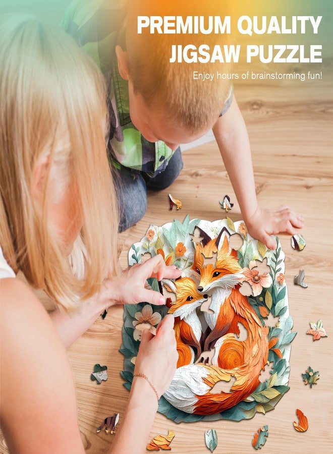 DOCRAGI Wooden Puzzles for Adults - Parent Child Fox Wooden Jigsaw Puzzle - Unique Animal Shaped Wood Puzzles Adult - Christmas Birthday Gifts for Adults/Friends/Family - 180pcs 11.4 * 11.2in - Image 5