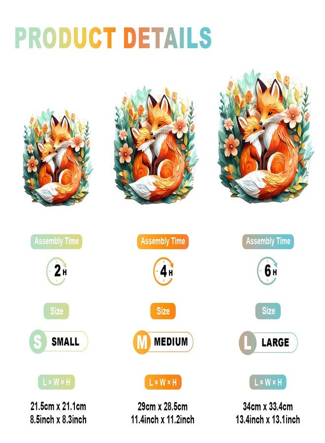 DOCRAGI Wooden Puzzles for Adults - Parent Child Fox Wooden Jigsaw Puzzle - Unique Animal Shaped Wood Puzzles Adult - Christmas Birthday Gifts for Adults/Friends/Family - 180pcs 11.4 * 11.2in - Image 2