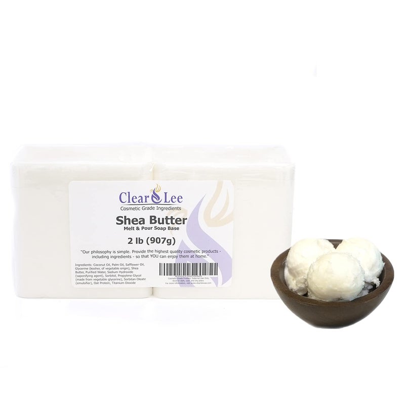 ClearLee Shea Butter Melt and Pour Soap Base Cosmetic Grade Natural Bar 2lb