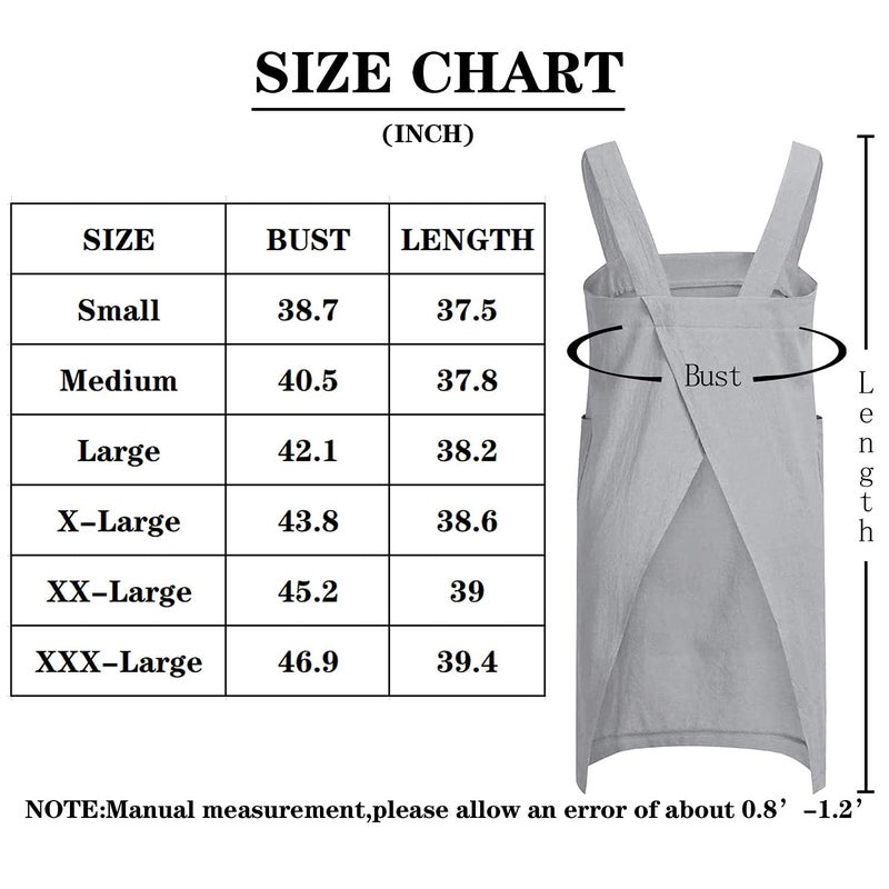 VLZUFE Cotton Linen Apron for women Cross Back Apron Pinafore Dress for Baking Cooking Gardening Work - Image 5
