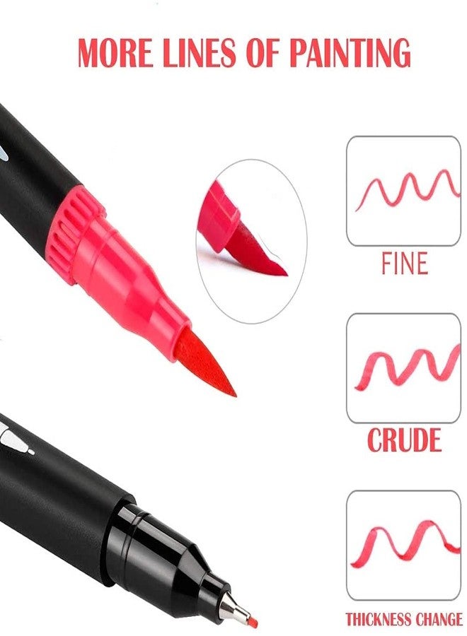 URBAN BOX Dual Markers Brush Pen, Colored Pen Fine Point Art Marker & Brush Highlighter Pen for Adult Coloring Hand Lettering Writing Planner Art Supplier (24) - Image 2