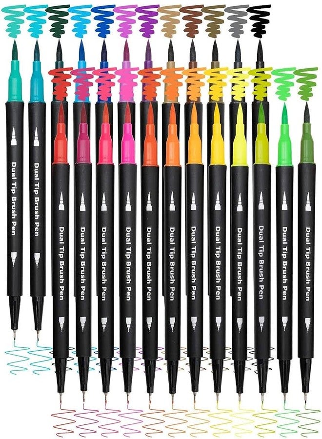 URBAN BOX Dual Markers Brush Pen, Colored Pen Fine Point Art Marker & Brush Highlighter Pen for Adult Coloring Hand Lettering Writing Planner Art Supplier (24) - Image 1