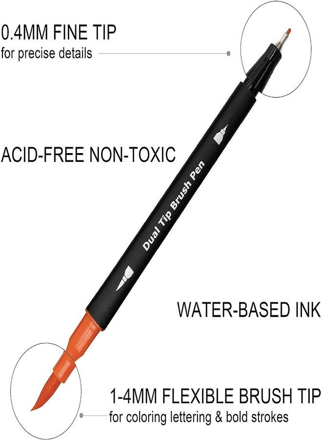 URBAN BOX Dual Markers Brush Pen, Colored Pen Fine Point Art Marker & Brush Highlighter Pen for Adult Coloring Hand Lettering Writing Planner Art Supplier (24) - Image 5