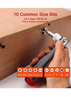 Y&D Ratcheting Screwdriver with Magnetic Bit Ratchet, Multi Set, 10 in 1 Small Pocket Stubby Design, Pack All One (Red)  - Image 5