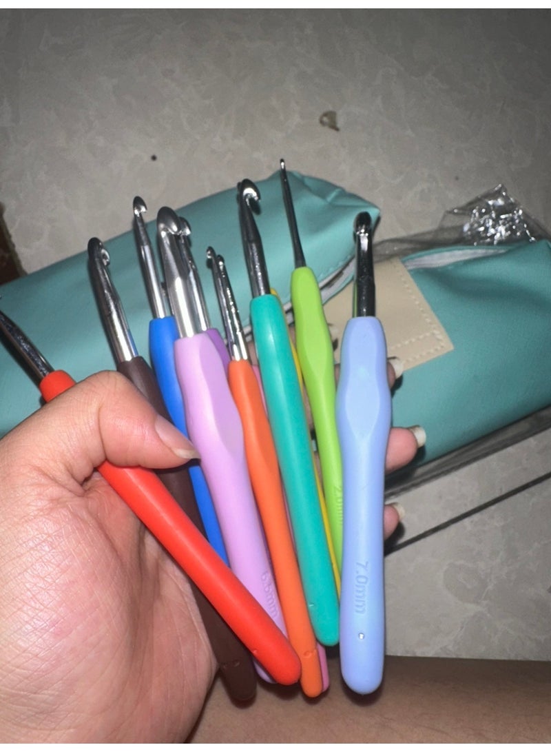 طقم خطافات كروشيه 11 مقاس (2-8 مم)، مقبض ناعم مريح، طقم كامل للمبتدئين، هدية مثالية للنساء والمراهقات والأعمال اليدوية اليدوية - Image 4