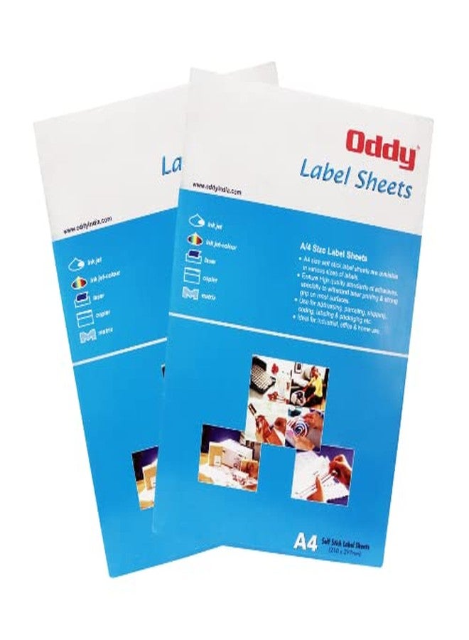 Oddy A4 Self Adhesive Paper Label Stickers for Laser & Inkjet Printers - 21 Labels per Sheet - Pack of 100 Sheets - for Shipping, Address, Folders, Industrial use - Image 1