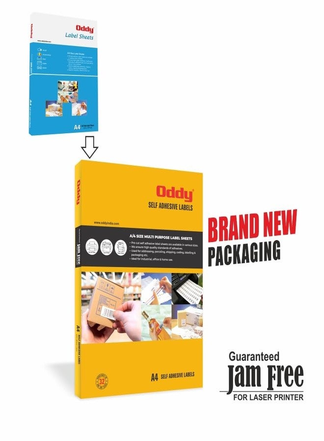 Oddy A4 Self Adhesive Paper Label Stickers for Laser & Inkjet Printers - 21 Labels per Sheet - Pack of 100 Sheets - for Shipping, Address, Folders, Industrial use - Image 2