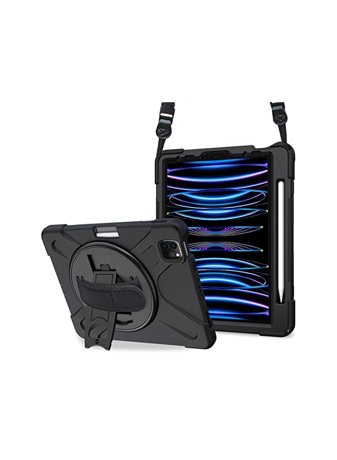 Procases for iPad Pro 11 Inch Case 2022 2021 2020 2018, Rugged Heavy Duty Shockproof Cover with Hand Strap Shoulder Strap for iPad Pro 11" 4th 3rd 2nd 1st Generation -Black - Image 2