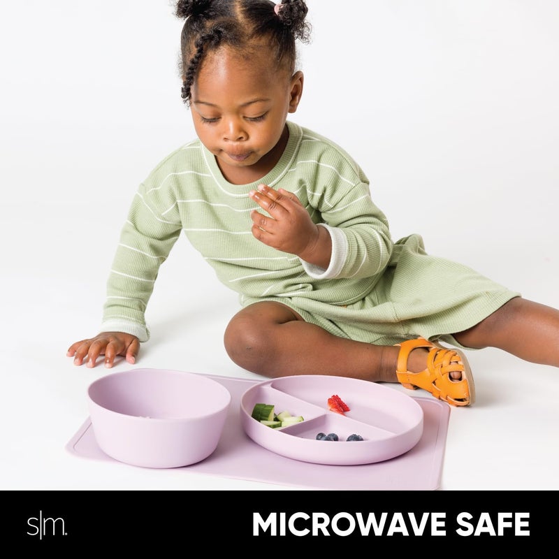 Simple Modern Silicone Plate for Baby and Toddler | Divided and Microwave Safe Plates for Kids | Parker Collection | Lavender Mist - Image 5