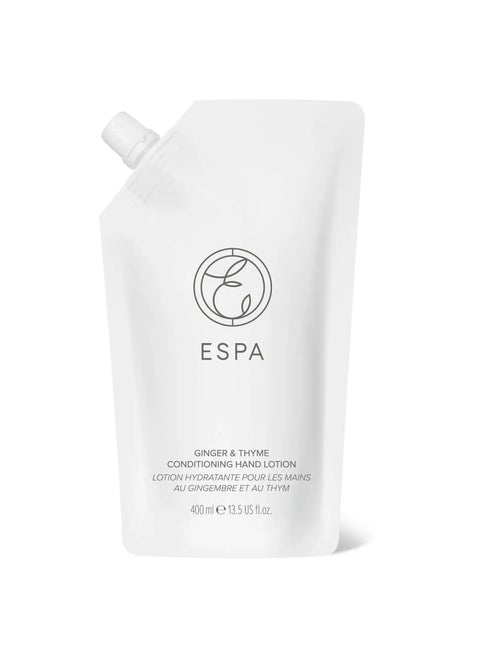 ESPA  Ginger and Thyme Conditioning Hand Lotion  400ml  Refill Pouch  Sustainable