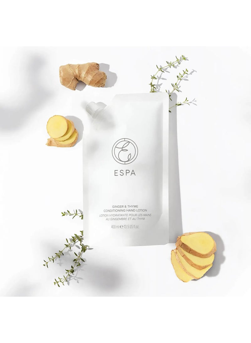 ESPA ESPA  Ginger and Thyme Conditioning Hand Lotion  400ml  Refill Pouch  Sustainable  - Image 2