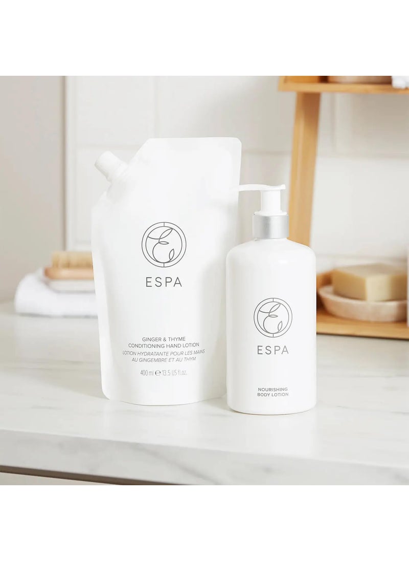 ESPA ESPA  Ginger and Thyme Conditioning Hand Lotion  400ml  Refill Pouch  Sustainable  - Image 3