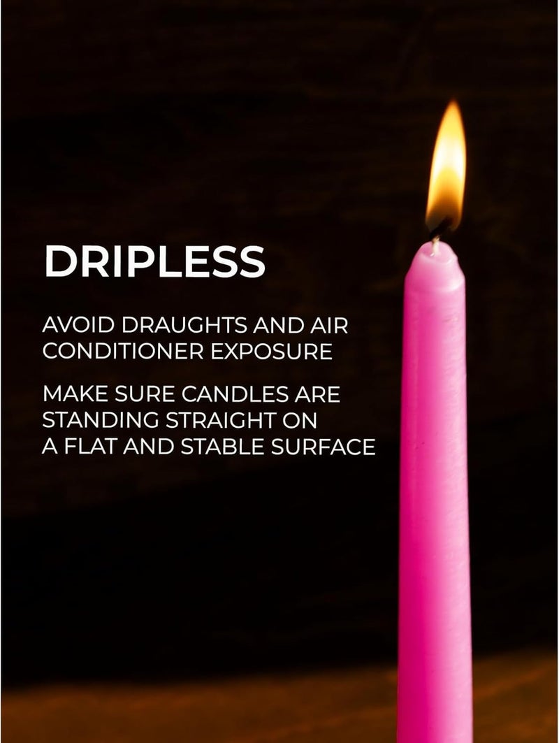 Luces شموع مدببة 10 بوصة (H) غير قابلة للتنقيط، مجموعة من 4 شموع وردية معطرة وغير مدخنة، حرق طويل من شمع البارافين مع فتائل قطنية للتزيين - Image 4