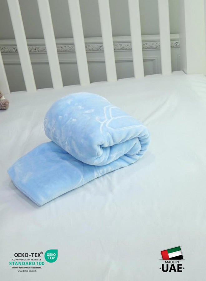 Cotton home بطانية أطفال قطنية فائقة النعومة مزخرفة - خفيفة الوزن، مريحة وطرية 140x110 سم، زرقاء - Image 4