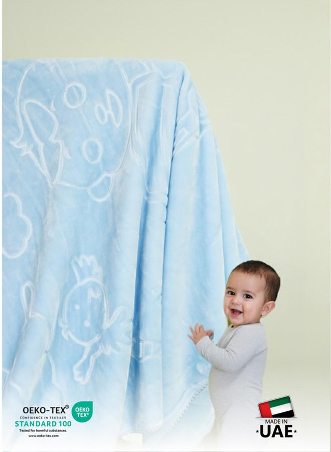 Cotton home بطانية أطفال قطنية فائقة النعومة مزخرفة - خفيفة الوزن، مريحة وطرية 140x110 سم، زرقاء - Image 3